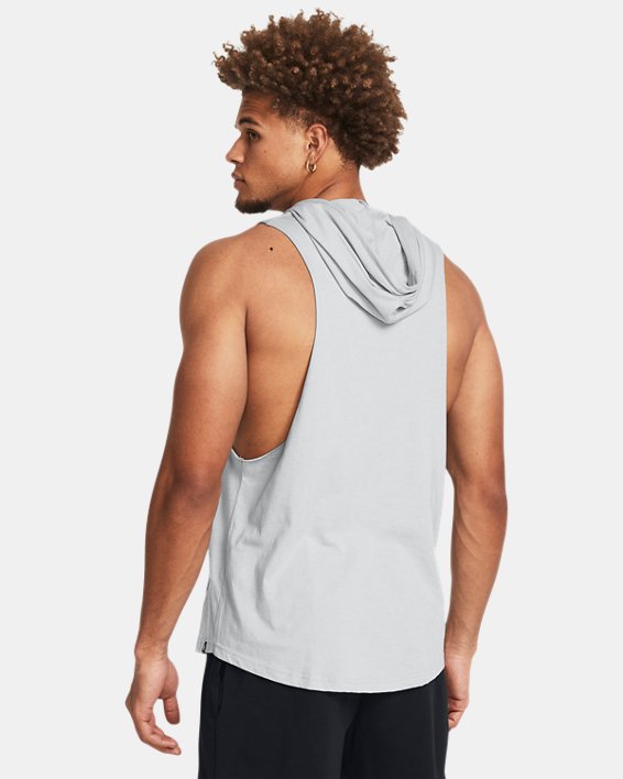 Men's Project Rock Rents Due Sleeveless Hoodie in Gray image number 1